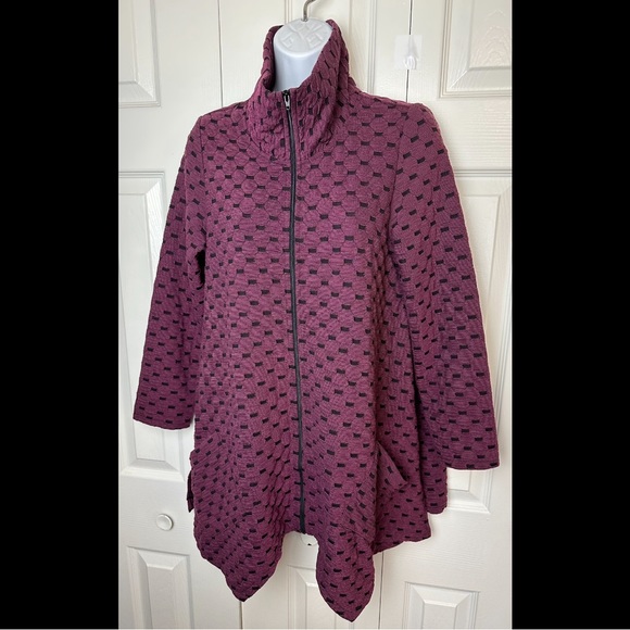 HABITAT Clothes To Live In Cranberry Jacket Coat Textured Asymmetric Burgundy - Picture 1 of 10